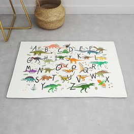 Colorful dinosaur alphabet Area & Throw Rug