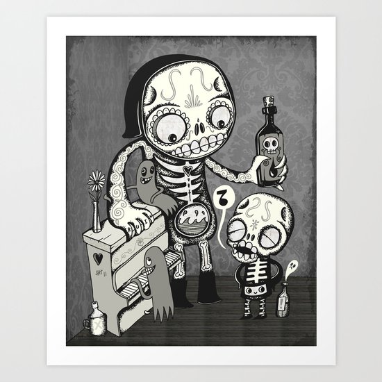 Skulls Night Out Art Print