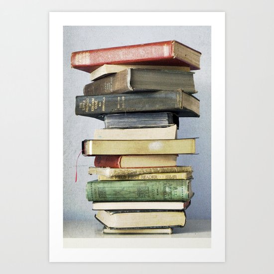 Stacked Vintage Books Art Print