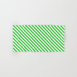 [ Thumbnail: Lime Green and White Colored Lines Pattern Hand & Bath Towel ]