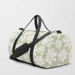 Retro Daisy Pattern - Pastel Green Bold Floral Duffle Bag