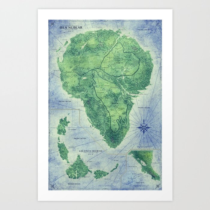 Jurassic Park - Map - Colour Kunstdrucke Jurassic Park - Map - Colour Kunstdrucke