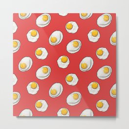 Fried egg breakfast in Red Metal Print | Friedeggs, Chickenfarmer, Overeasy, Drawing, Egg, Breakfast, Eggsbenedict, Brunch, Omelettes, Ketoprint 