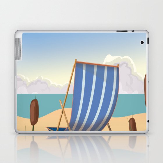 Plage du Donnant France beach travel poster. Laptop & iPad Skin