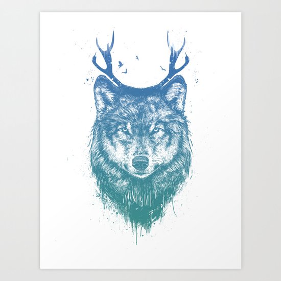 Deer wolf Art Print