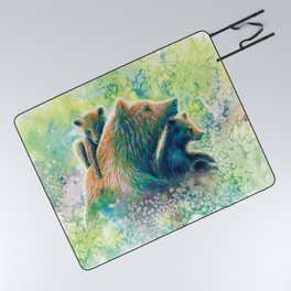 Mother Grizzly Bear Picnic Blanket