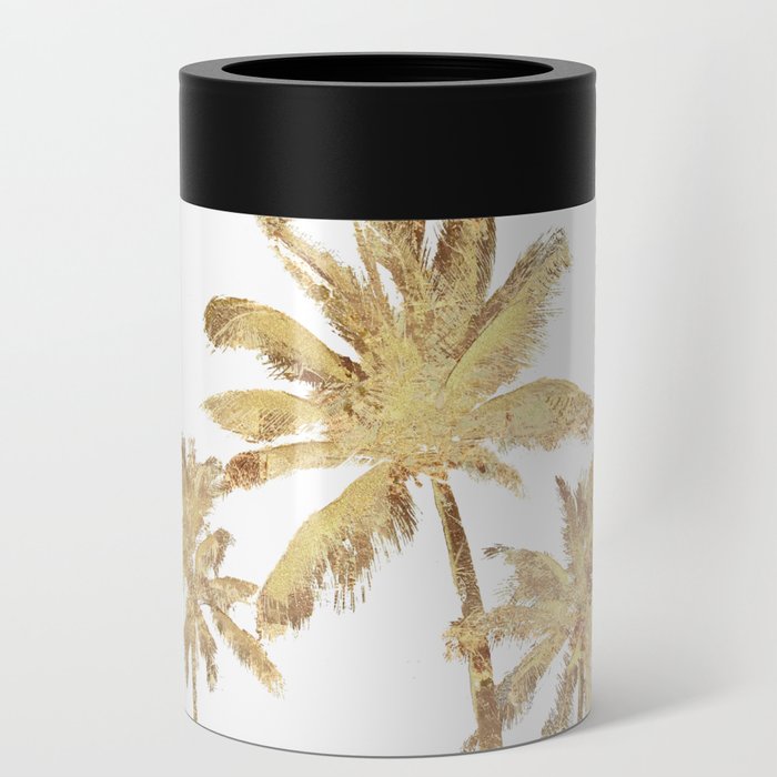 Gold Palm Trees Beach Chic Tropical Can Cooler