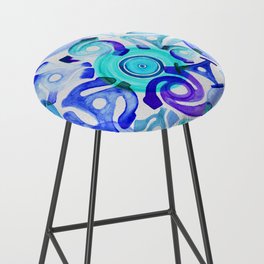 Vinyl Records & Adapters Watercolor Painting Pattern Bar Stool