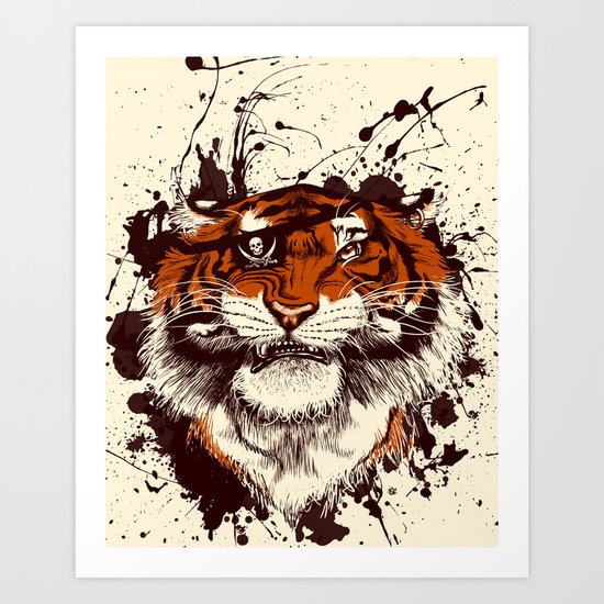 TigARRGH (Maroon and Orange) Art Print