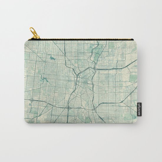 San Antonio Map Blue Vintage Carry-All Pouch