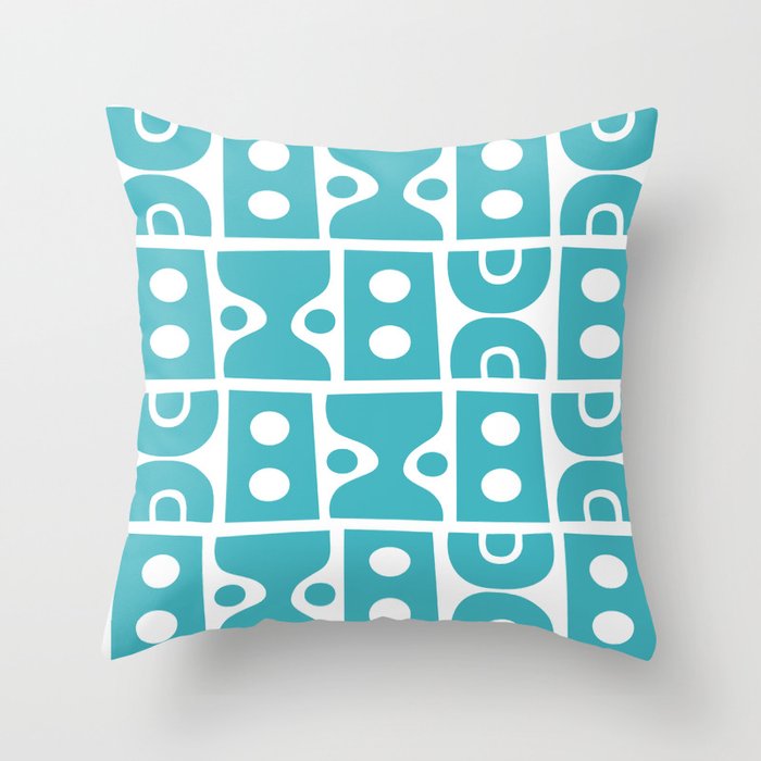 Mid Century Modern Abstract Composition 618 Turquoise Throw Pillow