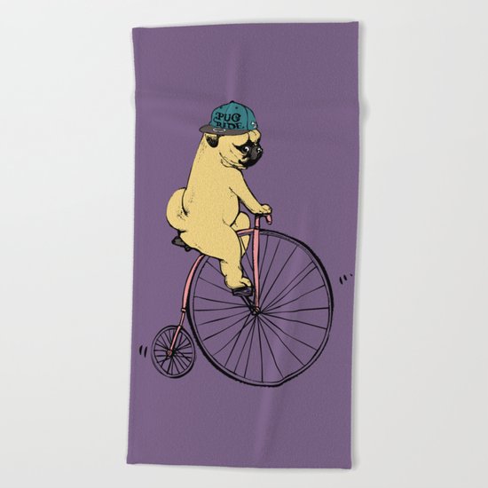 Pug Ride Beach Towel
