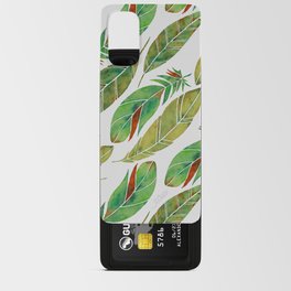 Watercolor Feathers - Green Parrot Pattern Android Card Case