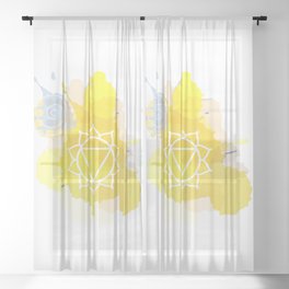 Manipura chakra Meditation aura and fifth of the seven chakras symbol Sheer Curtain