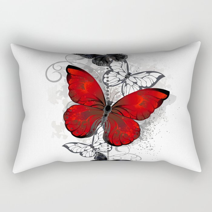 Red and Black Butterflies Rectangular Pillow