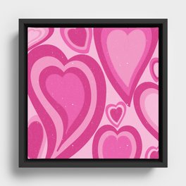 Hot Pink Retro 70s Hearts Aesthetic (xii 2021) Framed Canvas