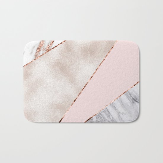 Spliced mixed rose gold marble Bath Mat