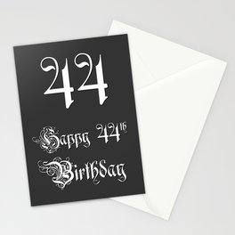 [ Thumbnail: Happy 44th Birthday - Fancy, Ornate, Intricate Look Stationery Cards ]
