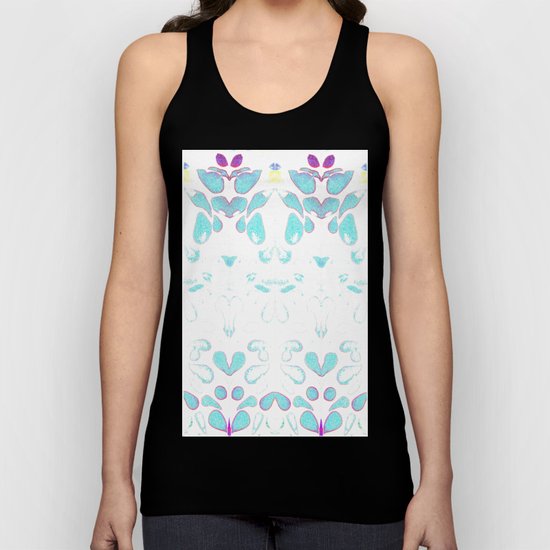 Summer Vibes, Blue and Purple Neon Leaves Unisex Tank Top