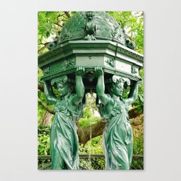 Wallace fountain of Paris | Stylish Public drinking water fountain | Parisian urban decor Canvas Print