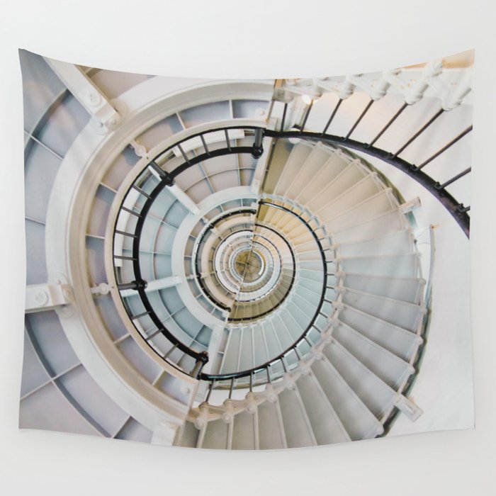Up or Down Spiral Stair Optical Illusion Wall Tapestry