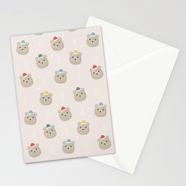 Christmas Seamless Pattern with Polar Bear Isolated on Gray Background Stationery Card