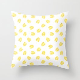 Yellow Tropical Leaf Silhouette Seamless Pattern Throw Pillow