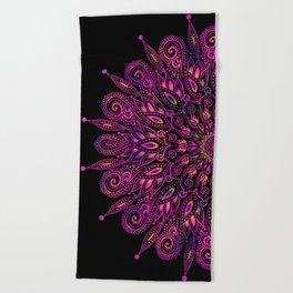 Dark Purple Mandala Design Beach Towel