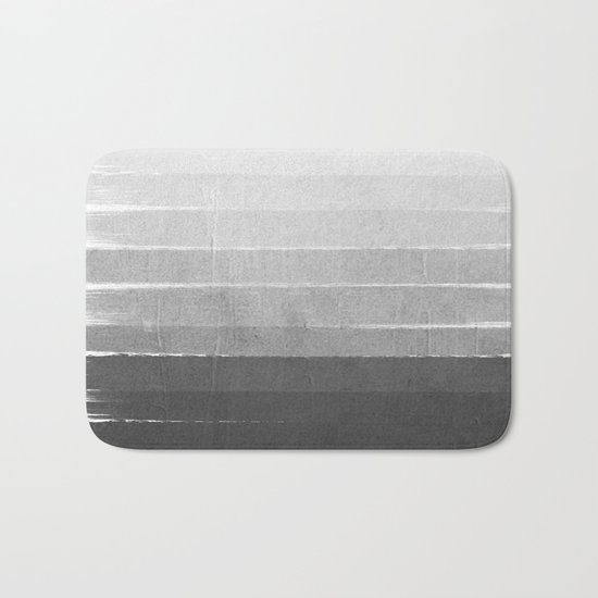Brushstroke - Ombre Grey, Charcoal, minimal, Monochrome, black and white, trendy, painterly art Bath Mat