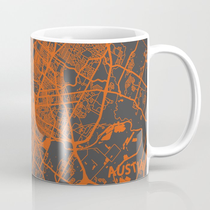 Austin map orange Coffee Mug