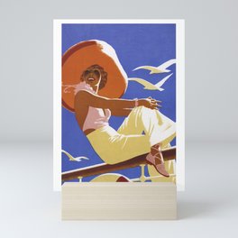 Vintage poster of woman with a hat Mini Art Print