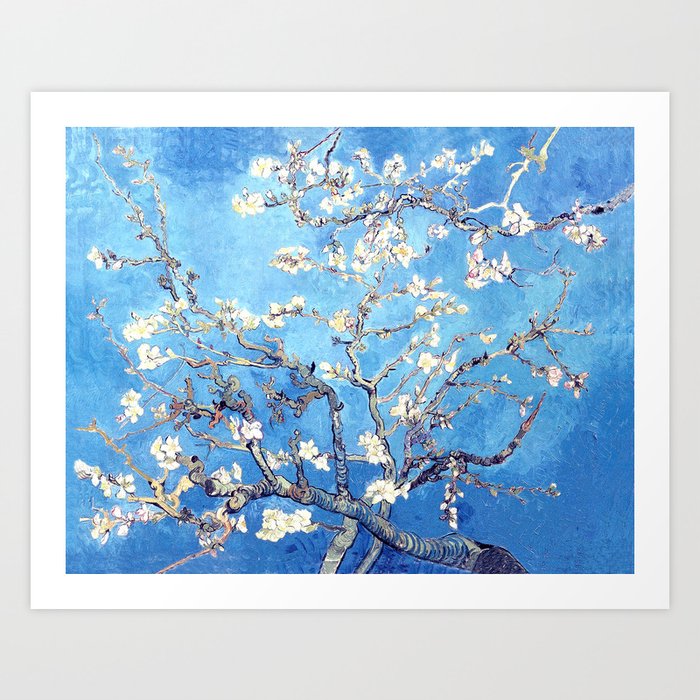 Vincent Van Gogh Almond Blossoms. Sky Blue Art Print