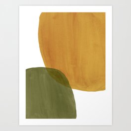 Olive green and mustard shapes Art Print