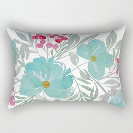 Blue Beach Flowers Rectangular Pillow