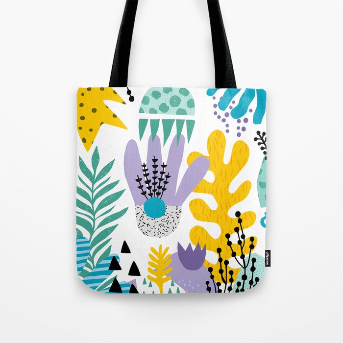 Abstract Plants Pattern Tote Bag