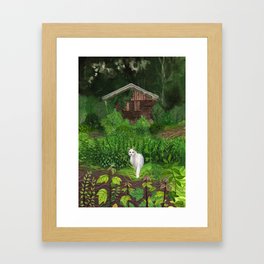 White cat Framed Art Print