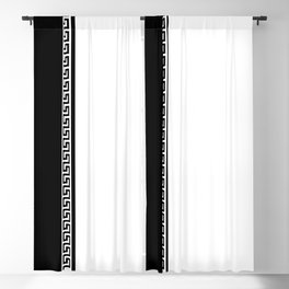 Greek Key 2 - White and Black Blackout Curtain