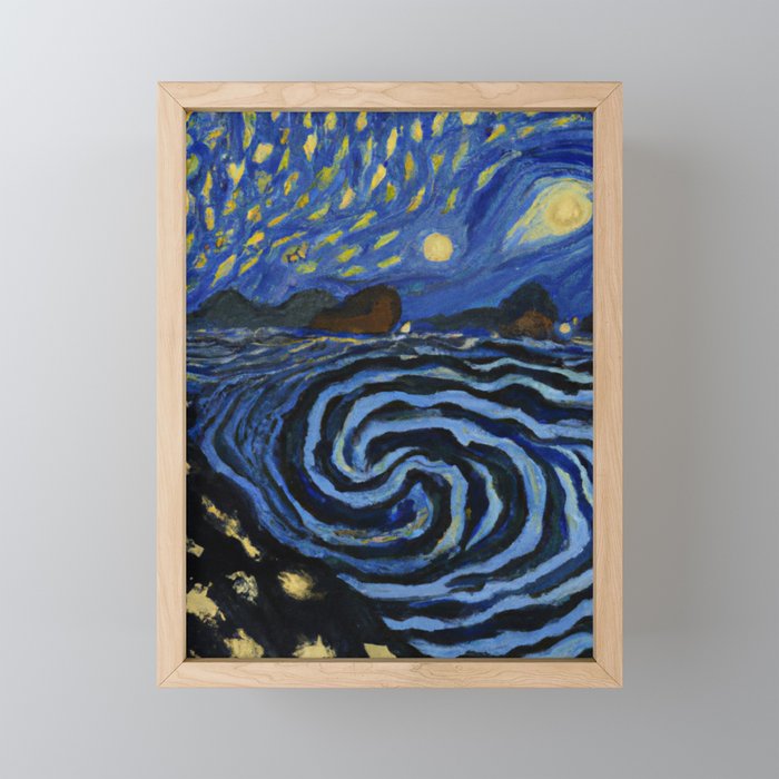 Starry wave  Framed Mini Art Print