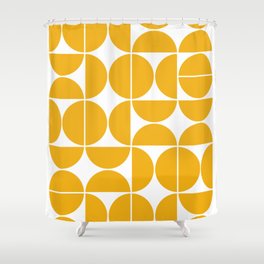 Mid Century Modern Geometric 04 Yellow Shower Curtain