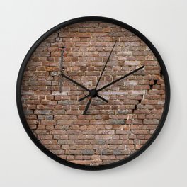 Large worn out brick wall background with large cracks Wall Clock