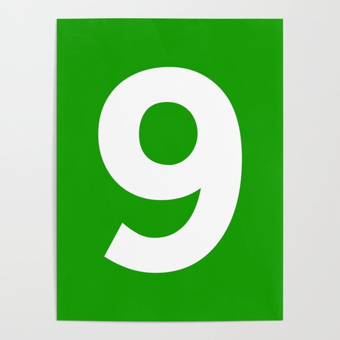 Number 9 (White & Green) Poster