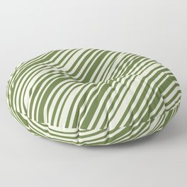 [ Thumbnail: Beige & Dark Olive Green Colored Pattern of Stripes Floor Pillow ]
