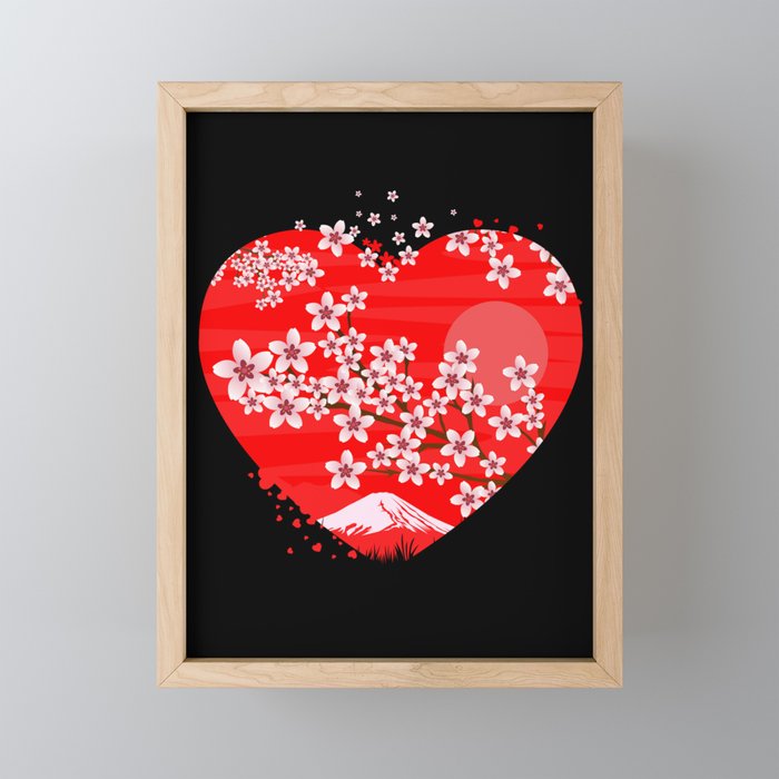 Cherry Blossom Heart Framed Mini Art Print