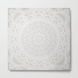 Mandala Soft Gray Metal Print | Elaborate, Meditation, Grey, Delicate, Soft, Gray, Oriental, Decorative, Graphicdesign, Pattern 
