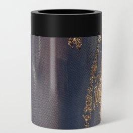 Blue Pink Paint Brushstrokes Gold Foil Abstract Texture Can Cooler