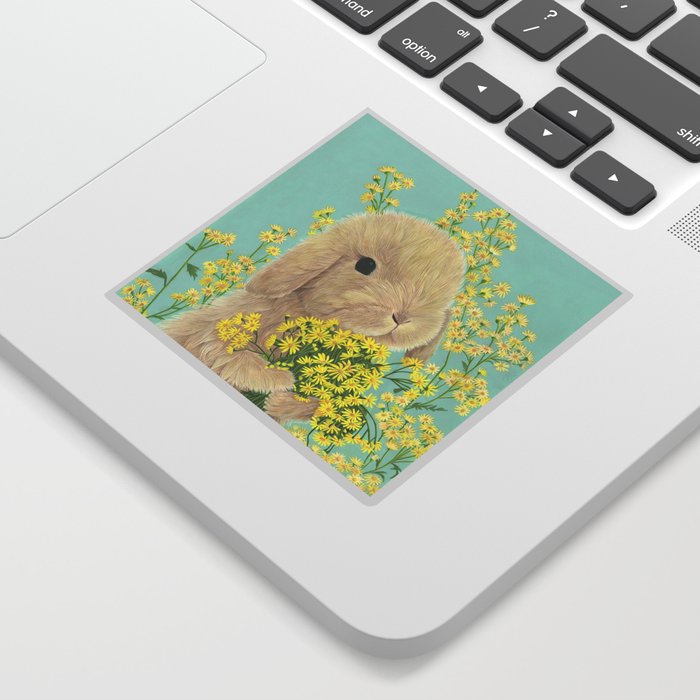 Yellow Flower Rabbit Sticker