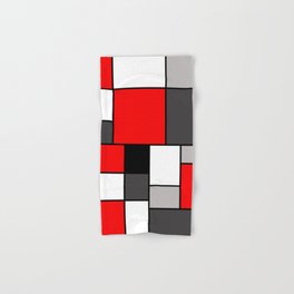 Red Black and Grey squares Hand & Bath Towel