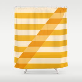 Mid-Century Striped Shadow 2 Mustard  Shower Curtain