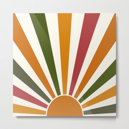 Multicolor retro Sun design 1 Metal Print