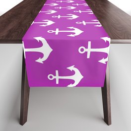 Anchors (White & Purple Pattern) Table Runner